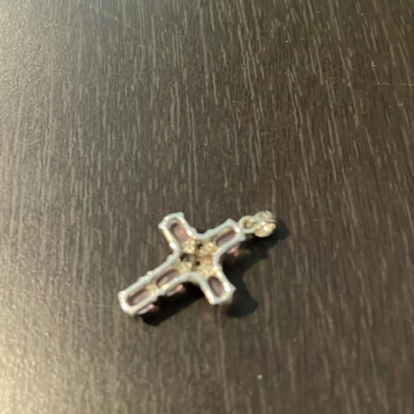 Pink sapphire cross with five diamonds in the middle - Picture 8 of 14